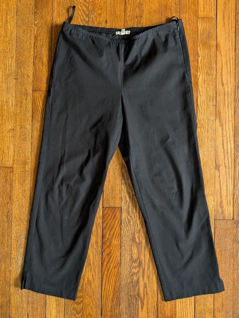 Eileen Fisher Black Cropped Organic Cotton Trousers Pants